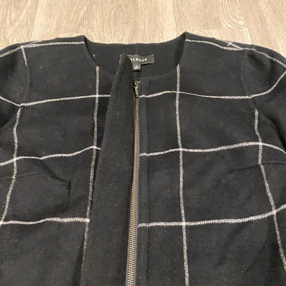Talbots Nwt Windowpane Black Wool Double Faced Ja… - image 4